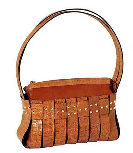 Brown crocodile leather handbag