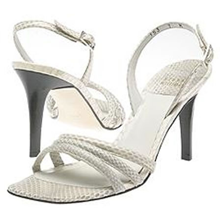 White snakeskin leather shoes